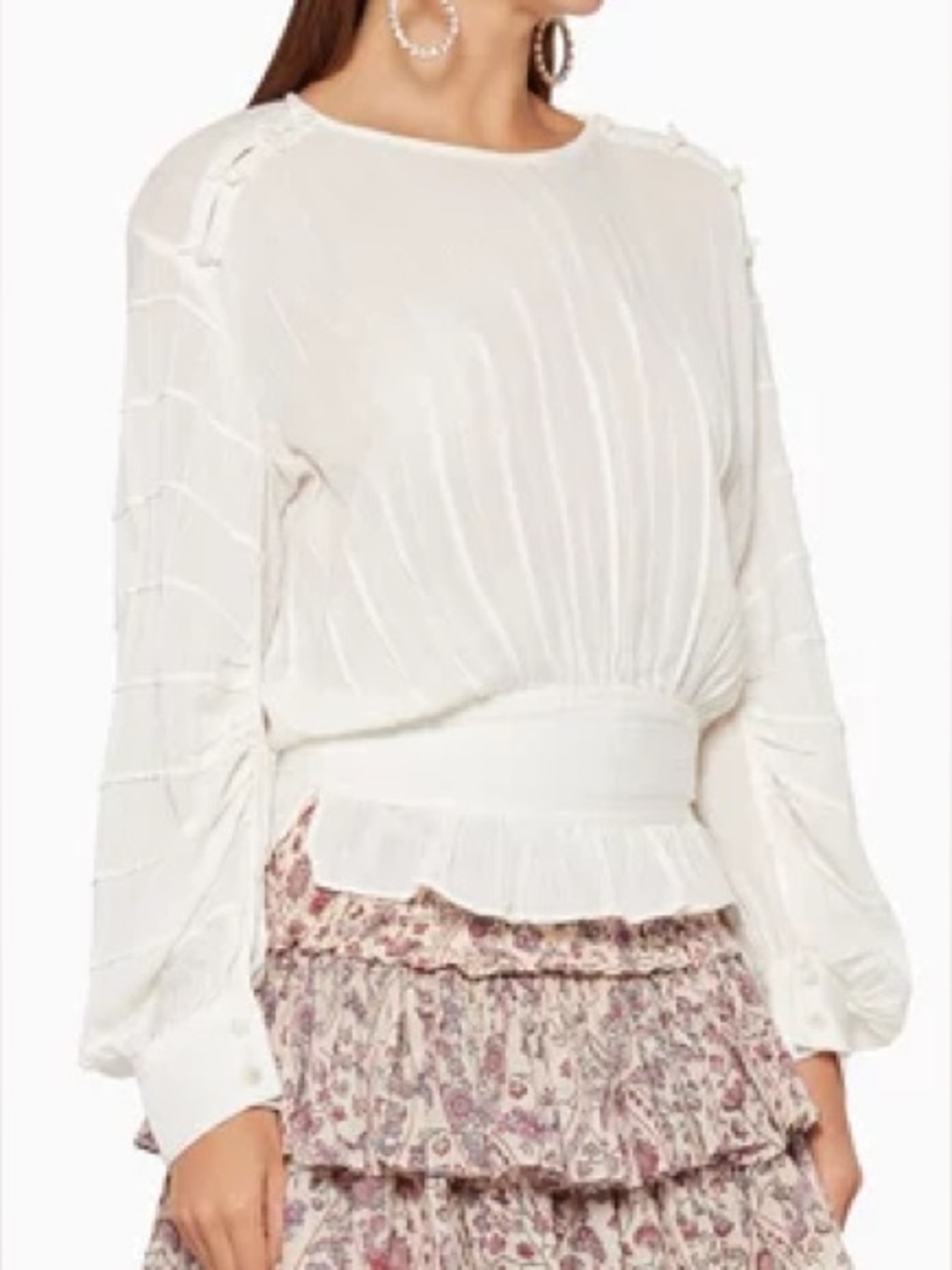 Isabel Marant Étoile Oak Pleated Cotton Blend Blouse  Long Sleeve Peplum Top 42
